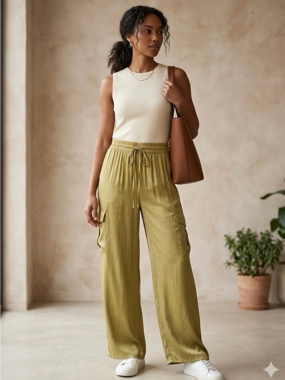 Rachel Zoe Olive Wide-Leg Cargo Pants